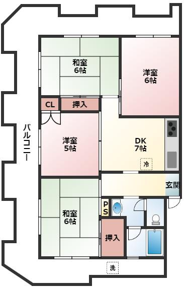 4DK の間取り図
