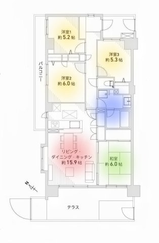 レックス市川リバーサイドコート 101 間取り図