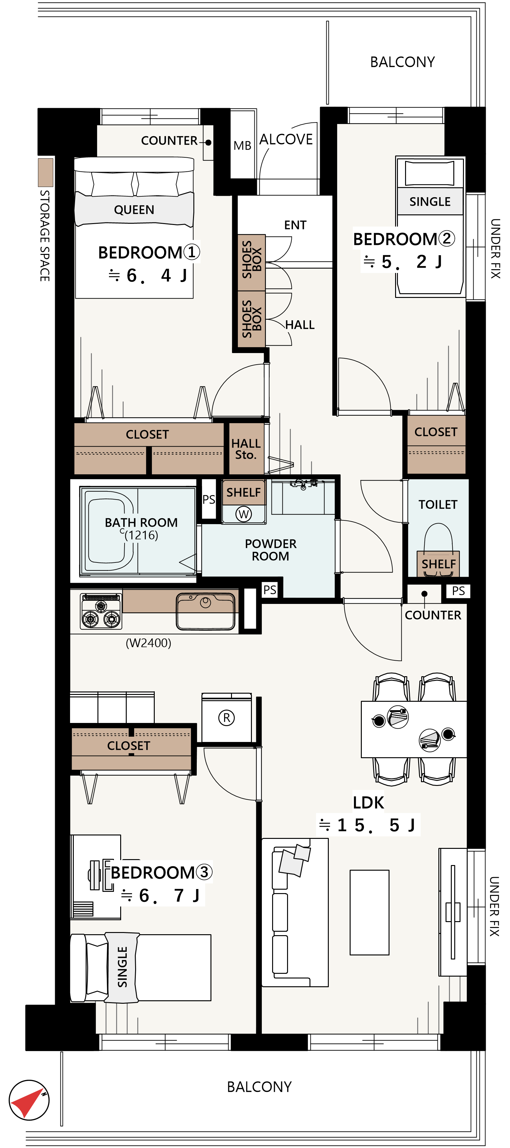 3LDK の間取り図